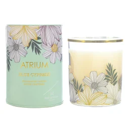 Atrium Blue Cypress Glass Candle