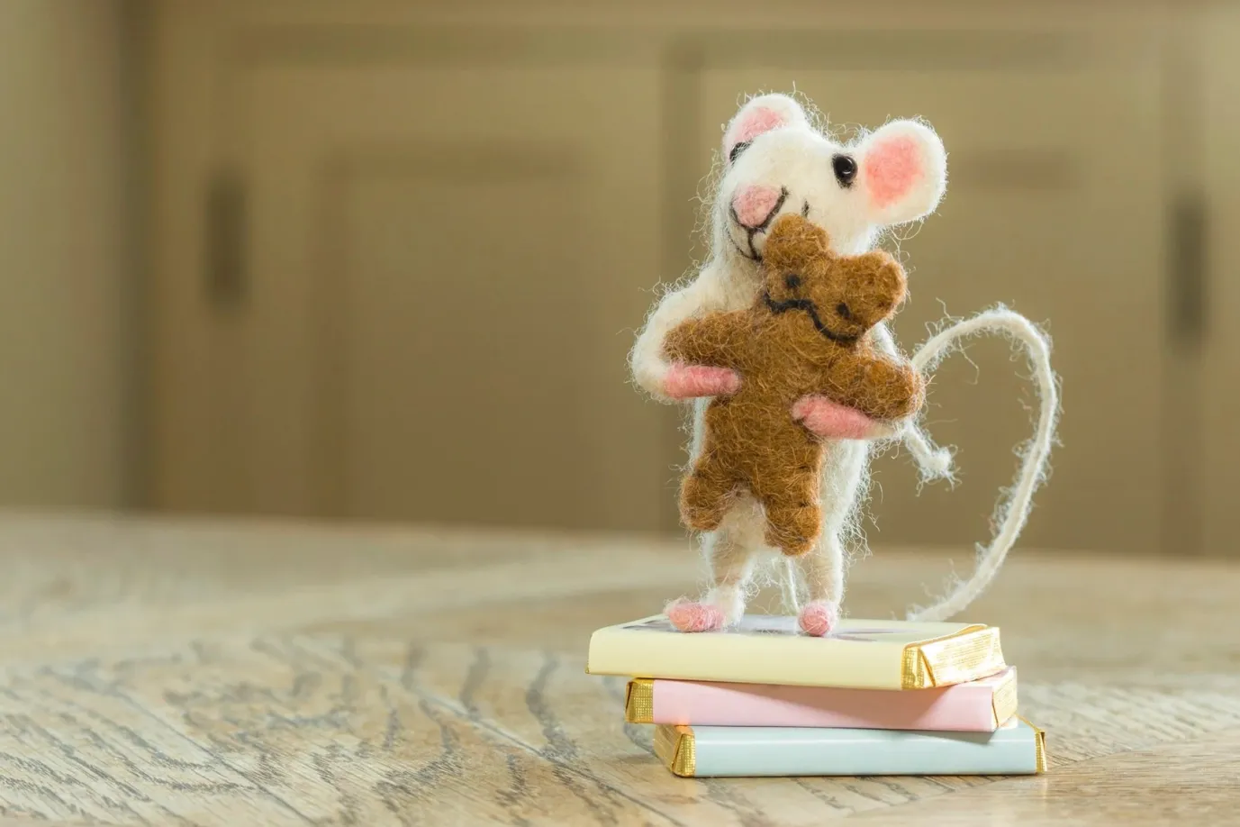 Baby Felt Mouse Carrying Bear