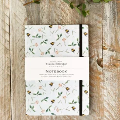 Bees on Duck Egg Blue A5 Lined Notebook