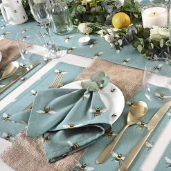 Bees Teal Fabric Placemat - Set of 2