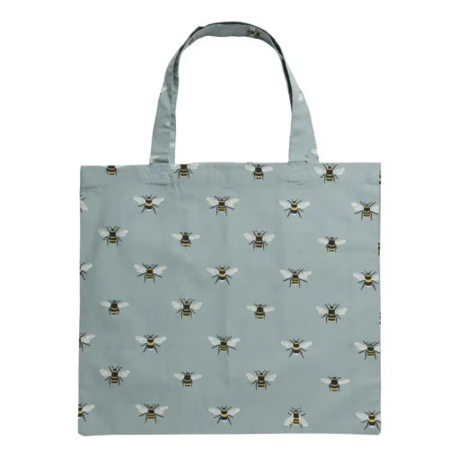 Bees Teal Folding Shopping Bag
