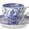 Blue Regal Peacock Teacup and Saucer