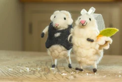 Bride and Groom Wedding Felt Sheep