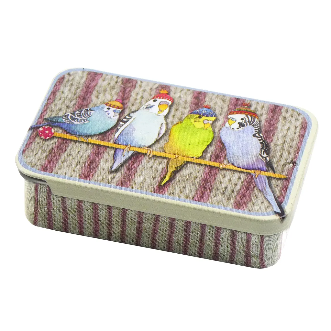 Budgies in Beanies Mini Slider Tin