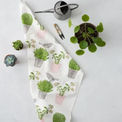 Cactus & Bird Tea Towel