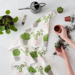 Cactus & Bird Tea Towel