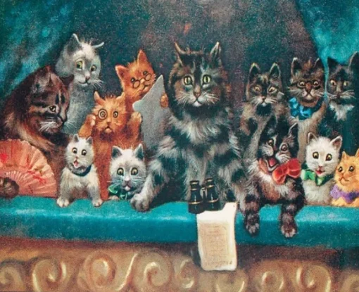 Cats at the Theatre - Little Vintage Greeting Card