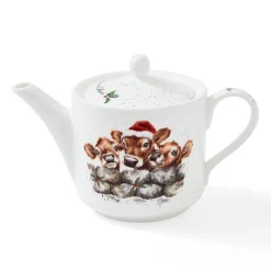 Christmas Calves Fine Bone China Teapot