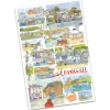 Cornwall by Emma Ball Tea Towel (Red)
