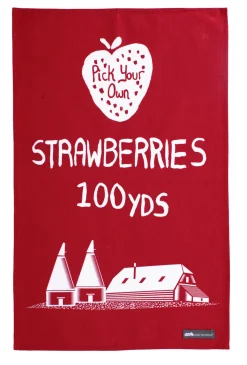 Cotton Strawberries Tea Towel
