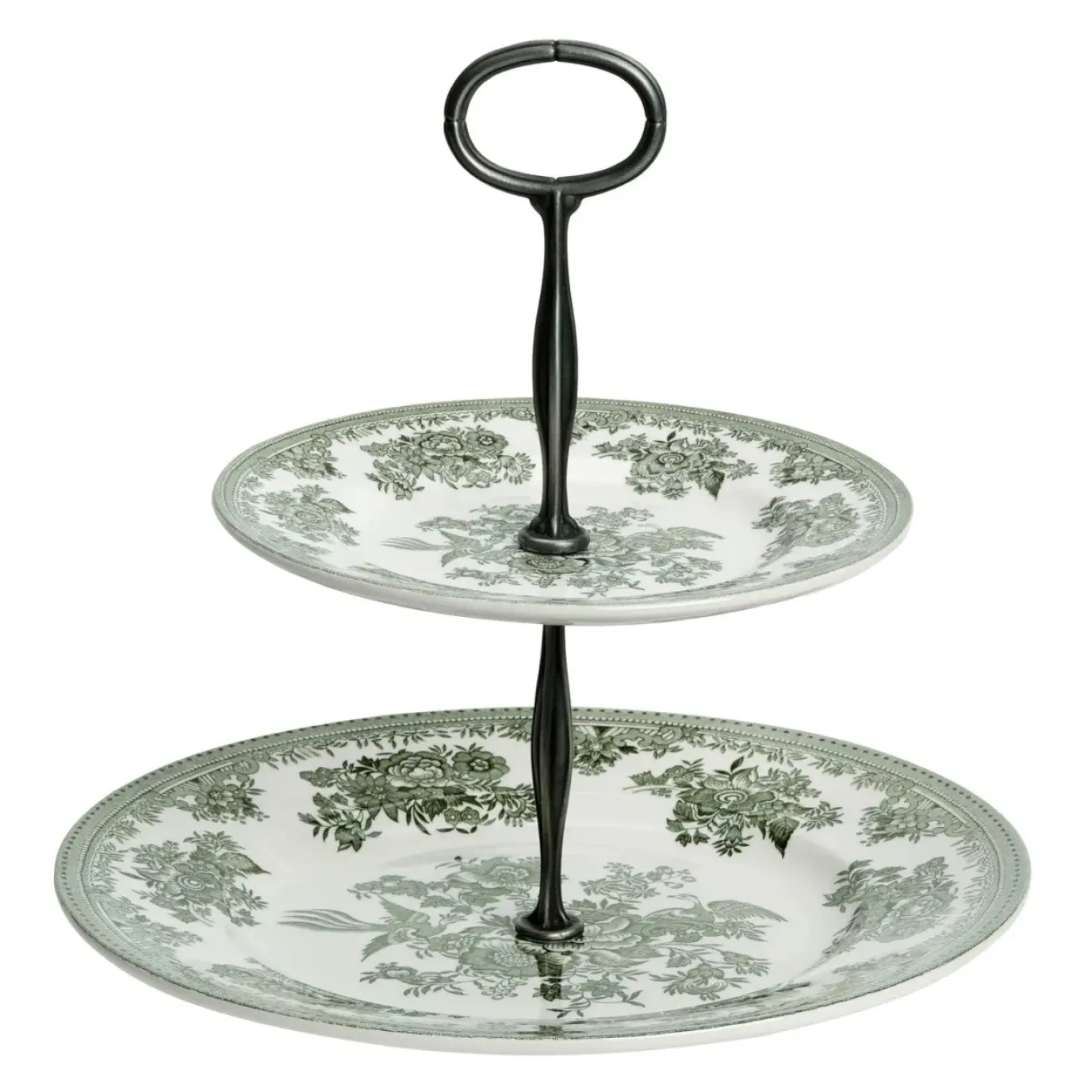 Dark Green Asiatic Pheasants 2 Tier Cake Stand