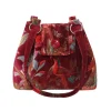 Eden Red Botanical Velvet Ava Bag
