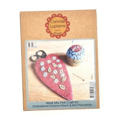 Embroidered Scissors Pouch and Mini Pin Cushion Felt Craft Kit