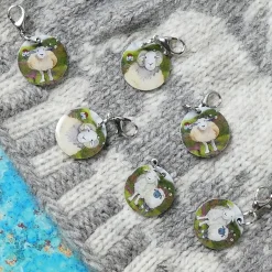 Felted Sheep Set of 6 Crochet Markers in a Pocket Tin