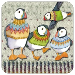 Four Woolly Puffins Coaster