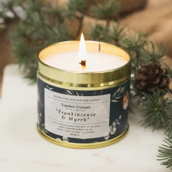 Frankincense & Myrrh Candle in a Matte Gold Tin