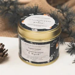 Frankincense & Myrrh Candle in a Matte Gold Tin