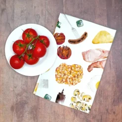 Full English Tea Towel by Corinne Alexander