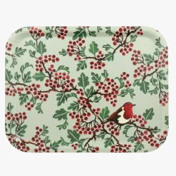 Hawthorn Berries & Robin Rectangular Birch Tray