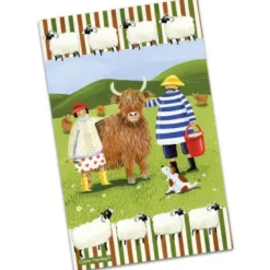 Highland Cow Adventures Tea Towel