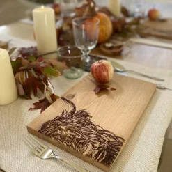 Highland Cow Oak Serving Board - 12in