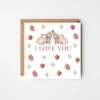'I Love You' Rabbits and Strawberries Greetings Card
