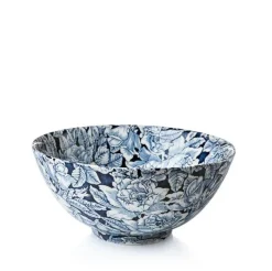 Ink Blue Hibiscus Large Footed Bowl
