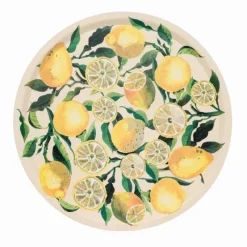 Lemons Round Birch Tray