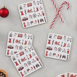 London Christmas Set of 4 Coasters