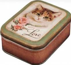 Nostalgia With Love Cat Small Rectangular Tin