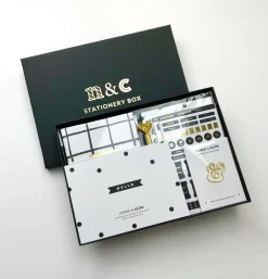 Notes & Clips Black & Gold Stationery Box