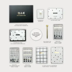 Notes & Clips Black & Gold Stationery Box