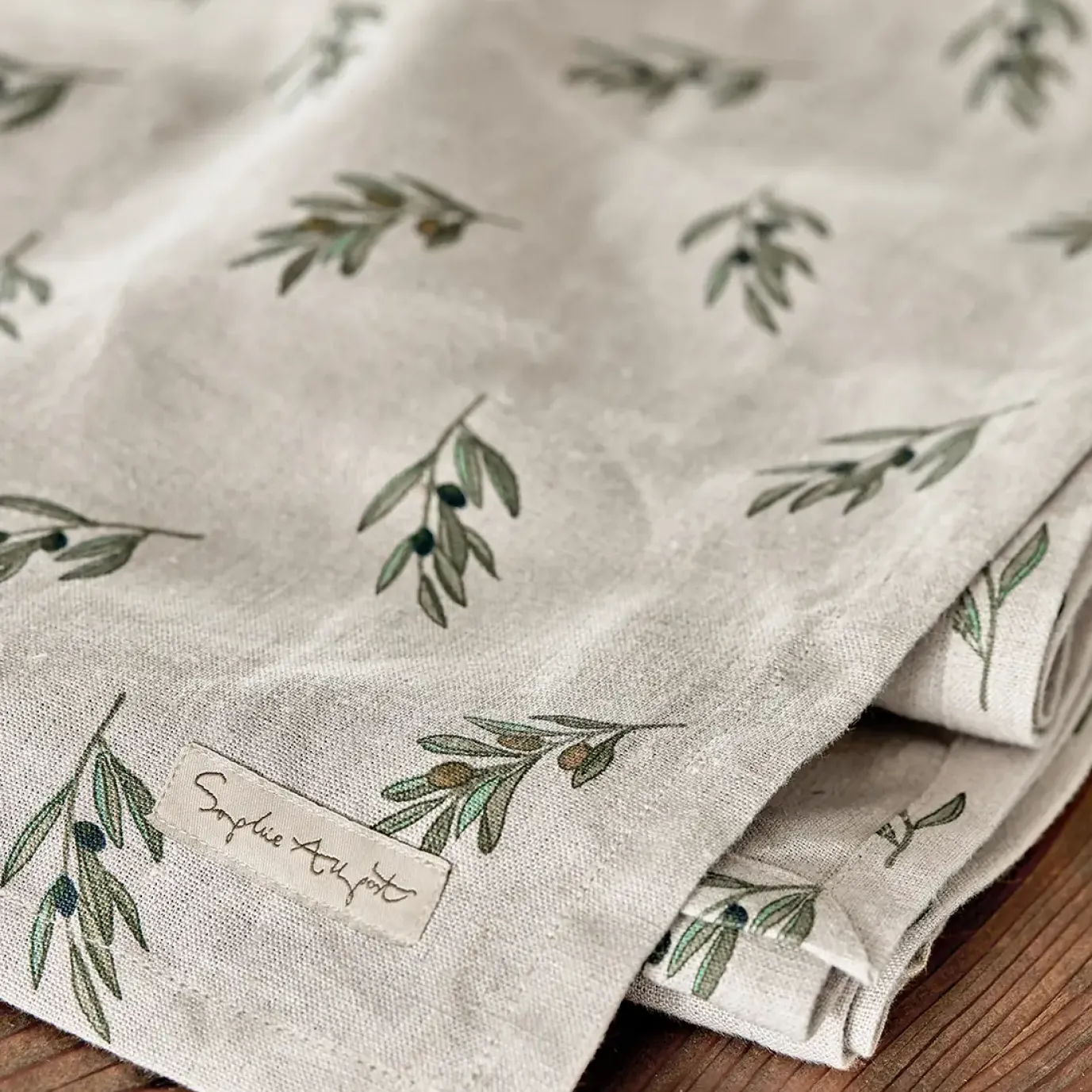 Olive Linen Table Runner