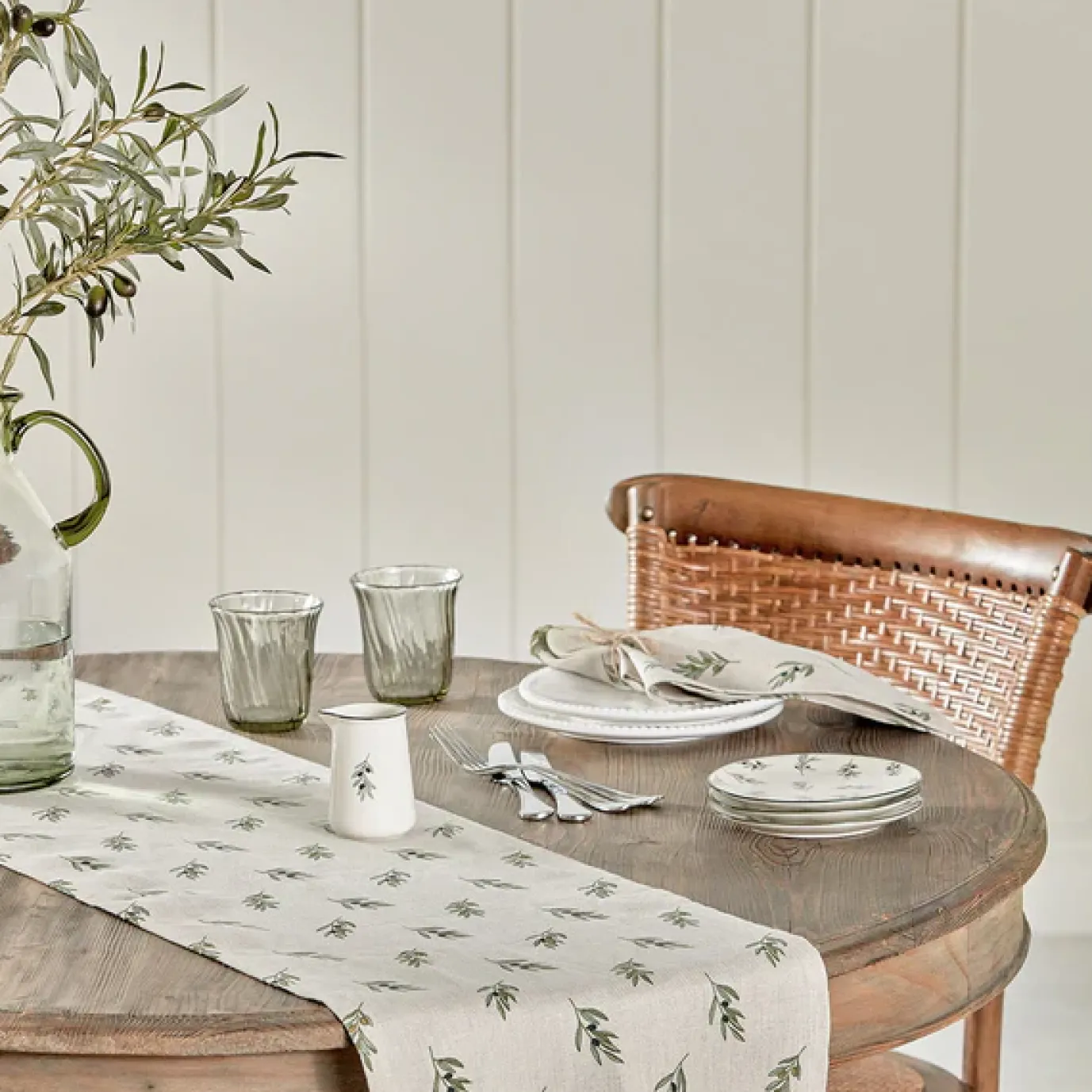 Olive Linen Table Runner