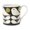 Orla Kiely Early Bird Dark Navy Bone China Mug