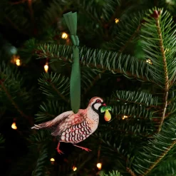 Partridge Wooden Christmas Decoration
