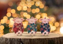 Pigs in Blankets Wooden Christmas Decorations