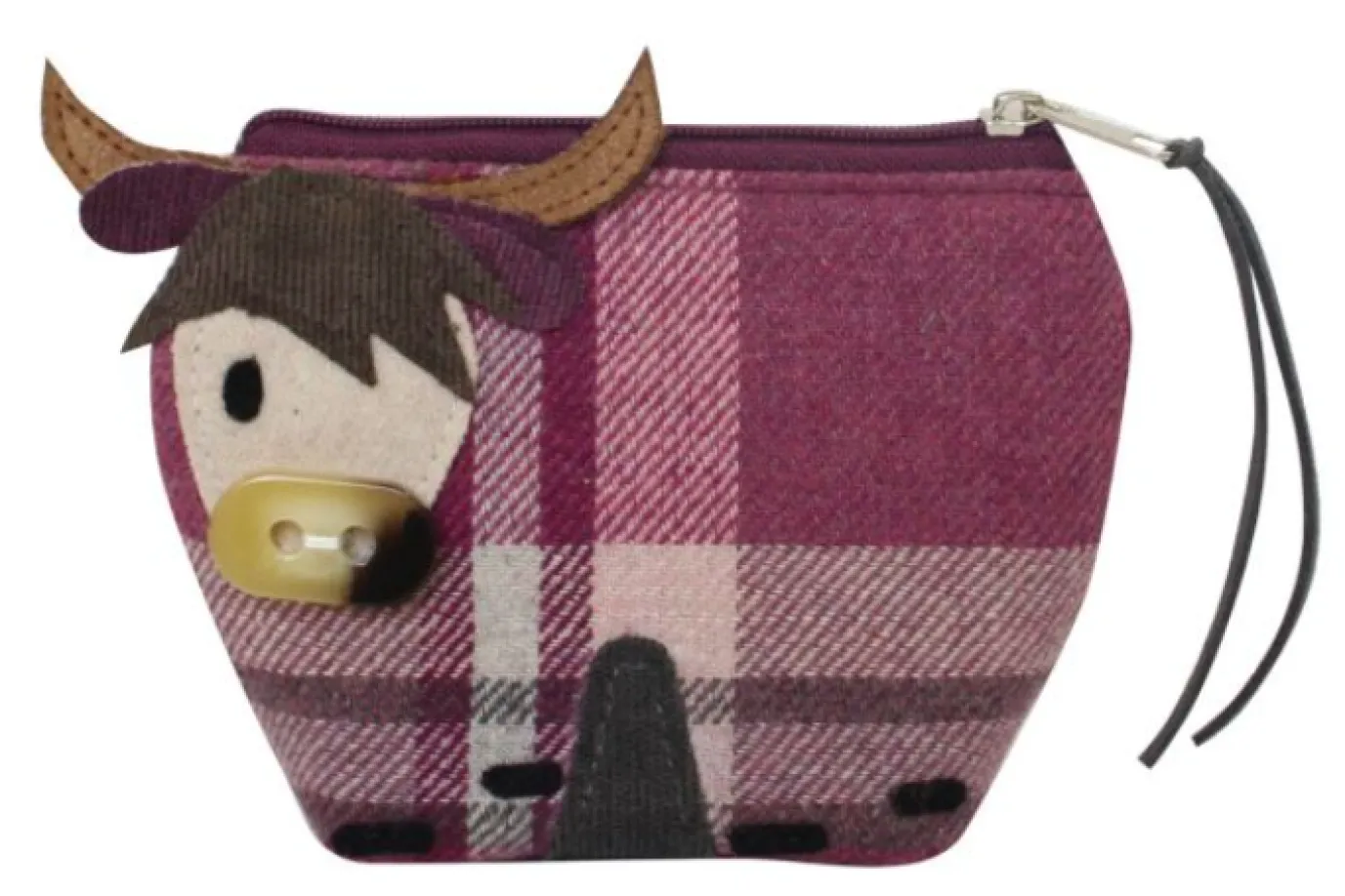 Plum Winton Highland Cow Tweed Purse