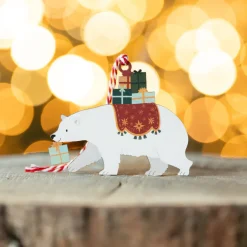 Polar Bear with Presents Wooden Christmas Decoration