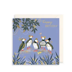 Pufffins in Crowns Greeting Card