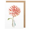 Red & White Dahlia Blank Greetings Card