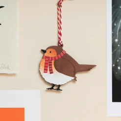 Robin Wooden Christmas Decoration