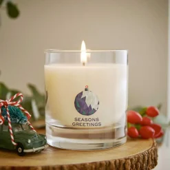 Seasons Greetings Candle in Glass