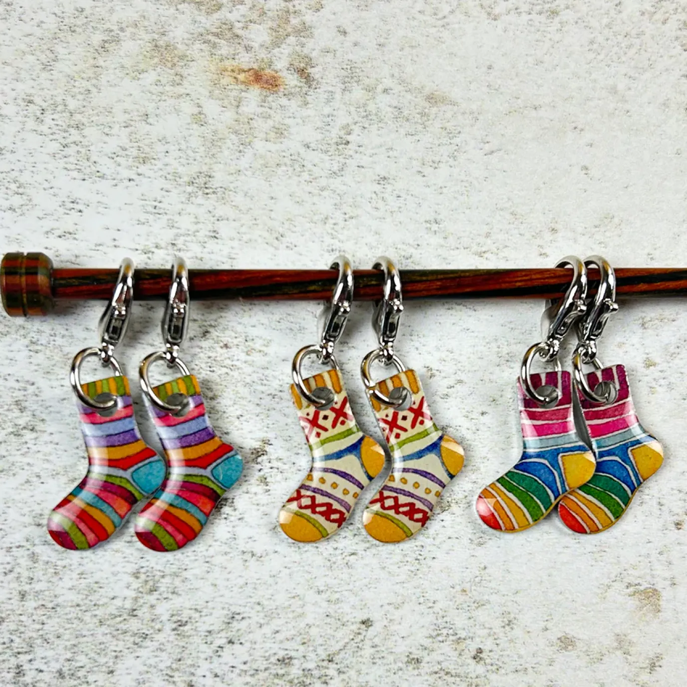 Socks Set of 6 Crochet Markers in a Pocket Tin