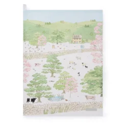 Spring Cottage Scene Tea Towel