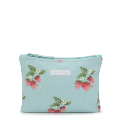 Strawberries Blue Large Canvas Wash Bag