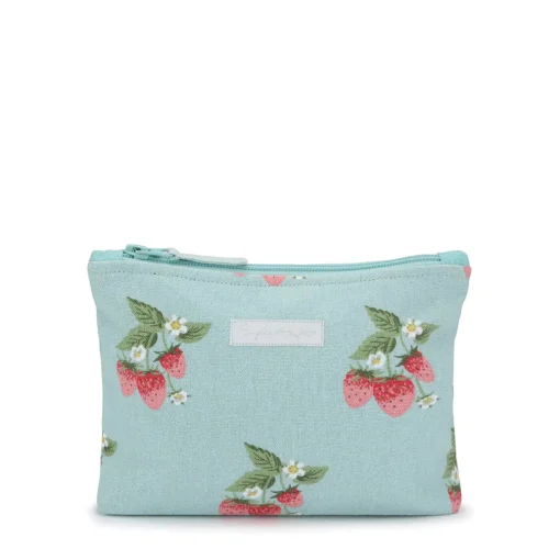 Strawberries Blue Large Canvas Wash Bag