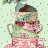 Teacups Glitter Greetings Card