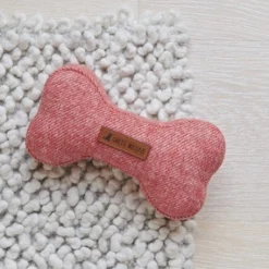 Tweed Dog Bone Shaped Dog Toy - Orange