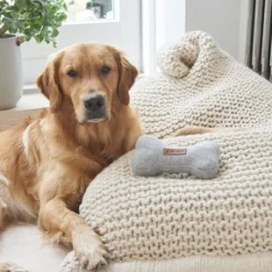 Tweed Dog Bone Shaped Dog Toy - Grey